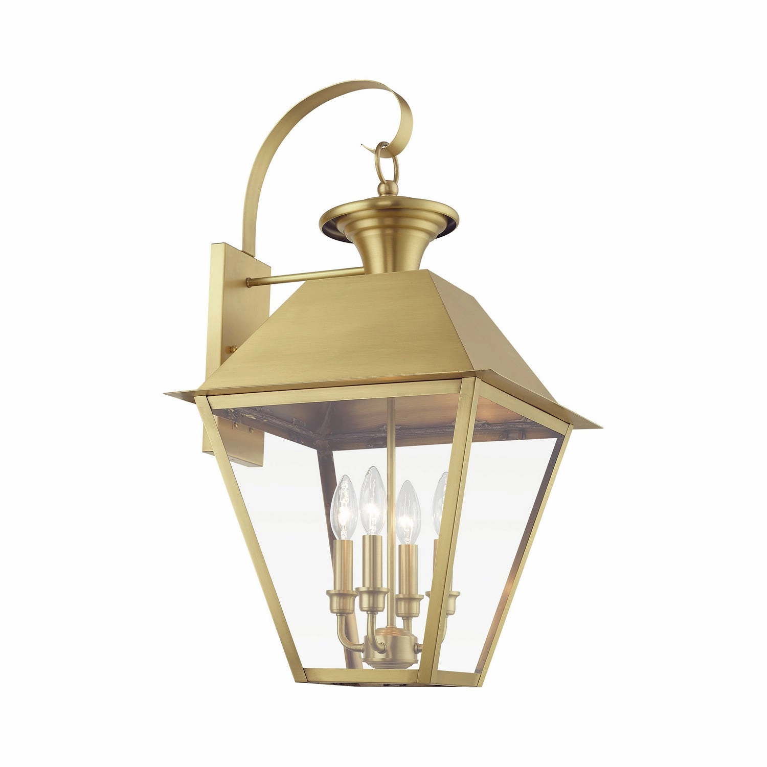 Wentworth Four Light Outdoor Wall Lantern Natural Brass