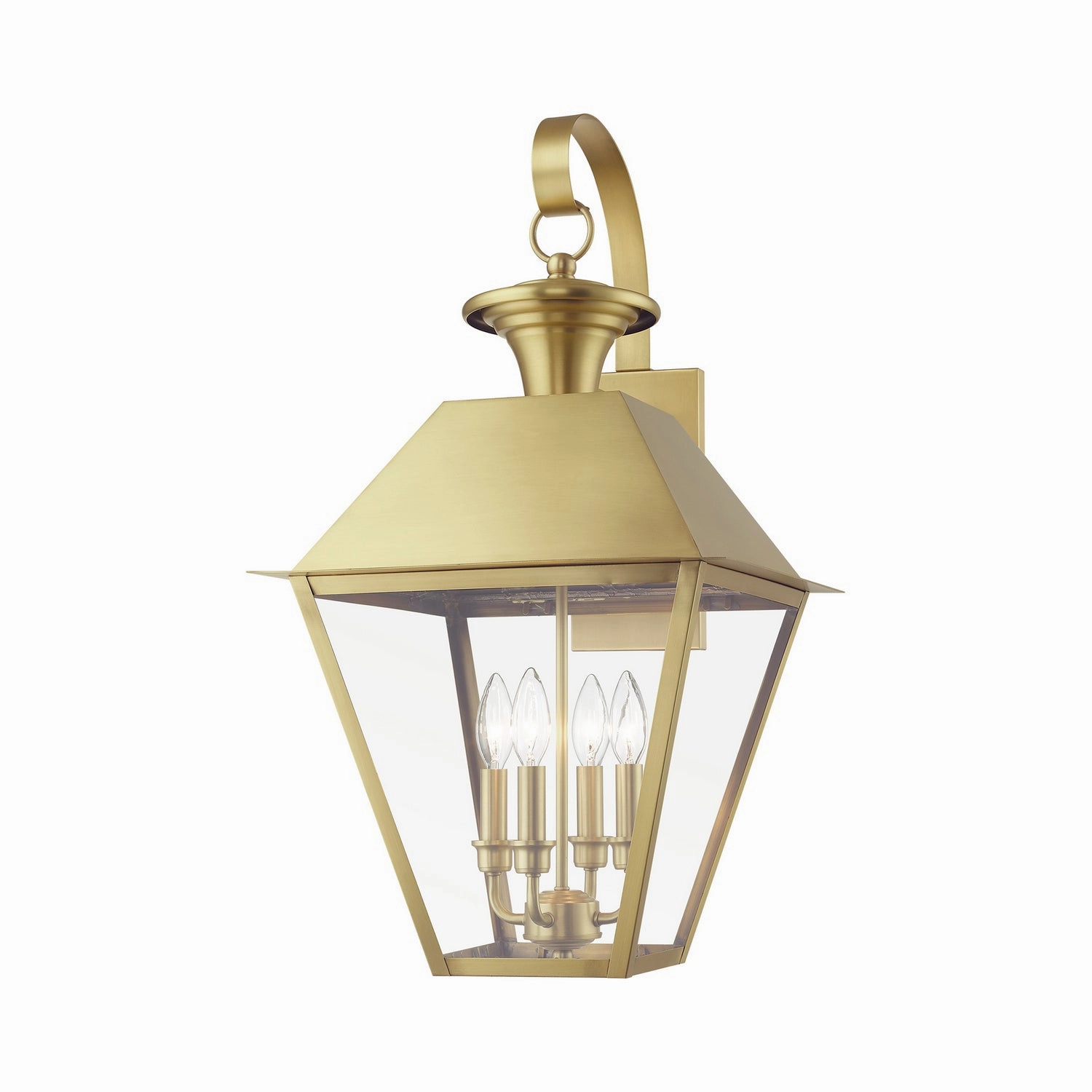 Wentworth Four Light Outdoor Wall Lantern Natural Brass