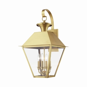 Wentworth Four Light Outdoor Wall Lantern Natural BrassOutdoor wall sconces with motion sensor