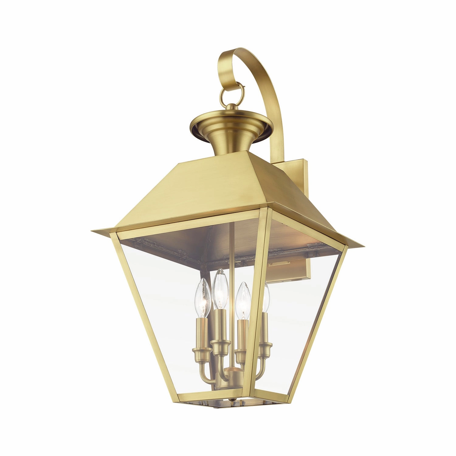 Wentworth Four Light Outdoor Wall Lantern Natural Brass
