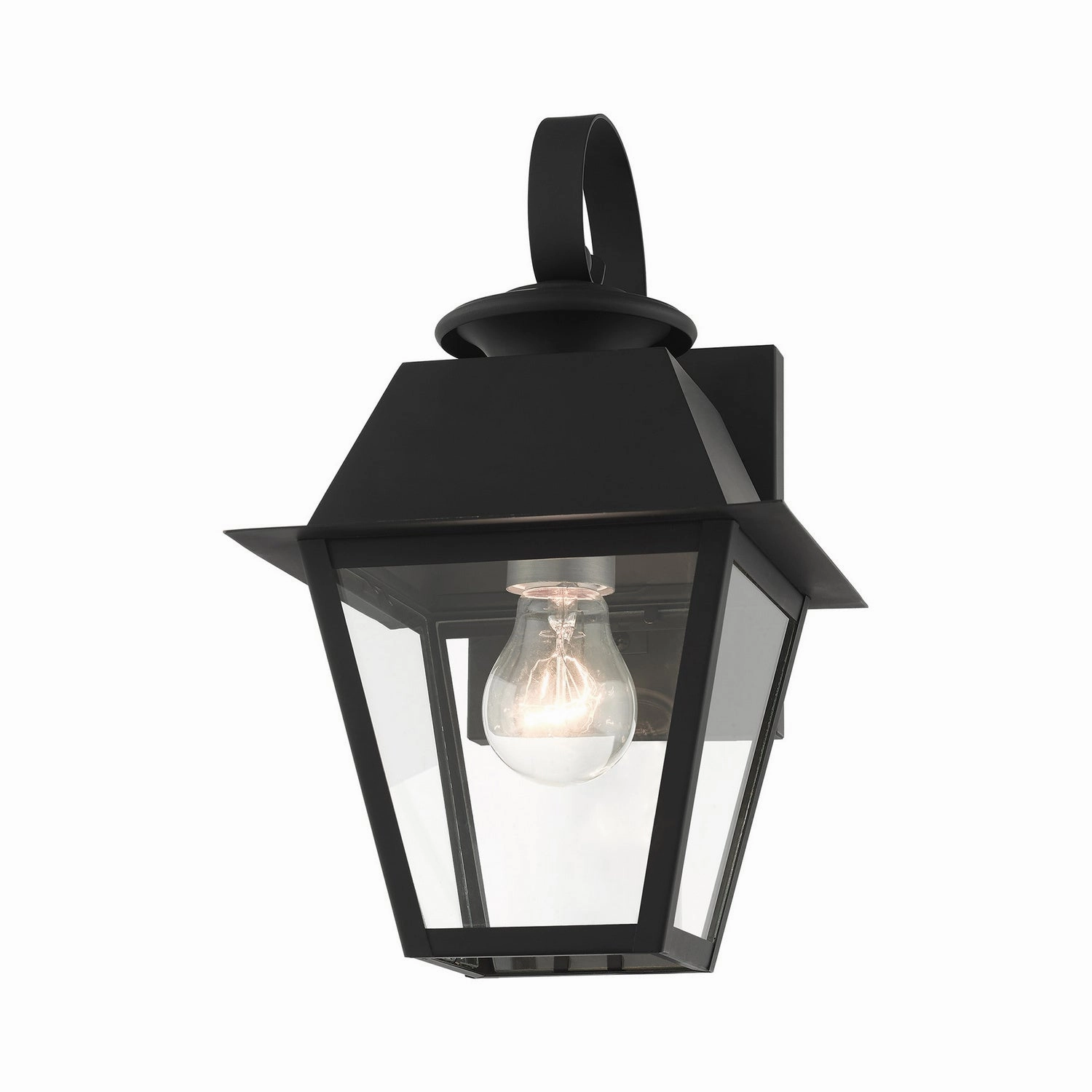 Wentworth One Light Outdoor Wall Lantern Black w/ Brushed Nickel Cluster
