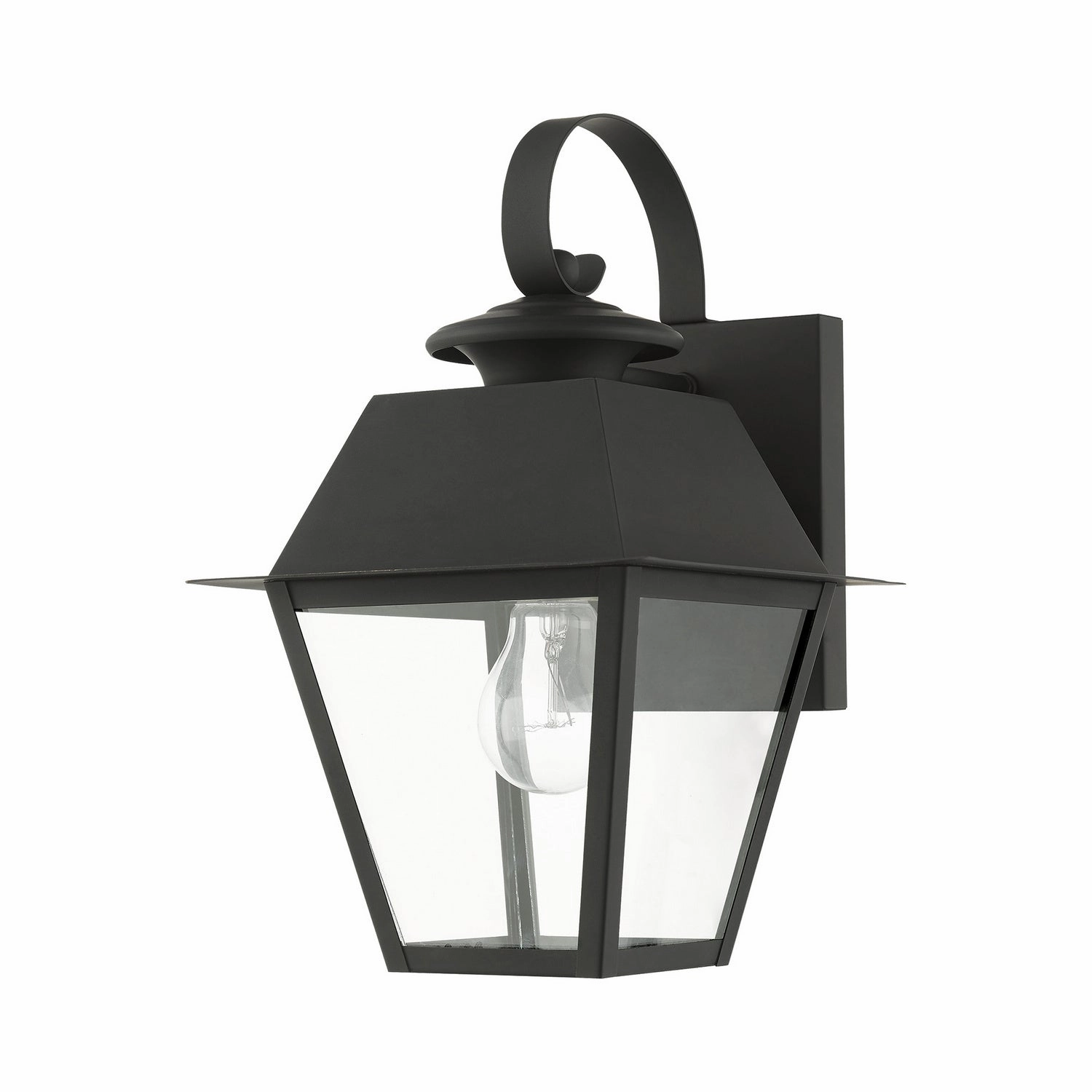 Wentworth One Light Outdoor Wall Lantern Black w/ Brushed Nickel Cluster