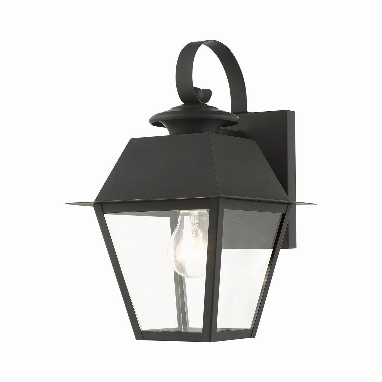 Wentworth One Light Outdoor Wall Lantern Black w/ Brushed Nickel ClusterOutdoor wall sconces with motion sensor