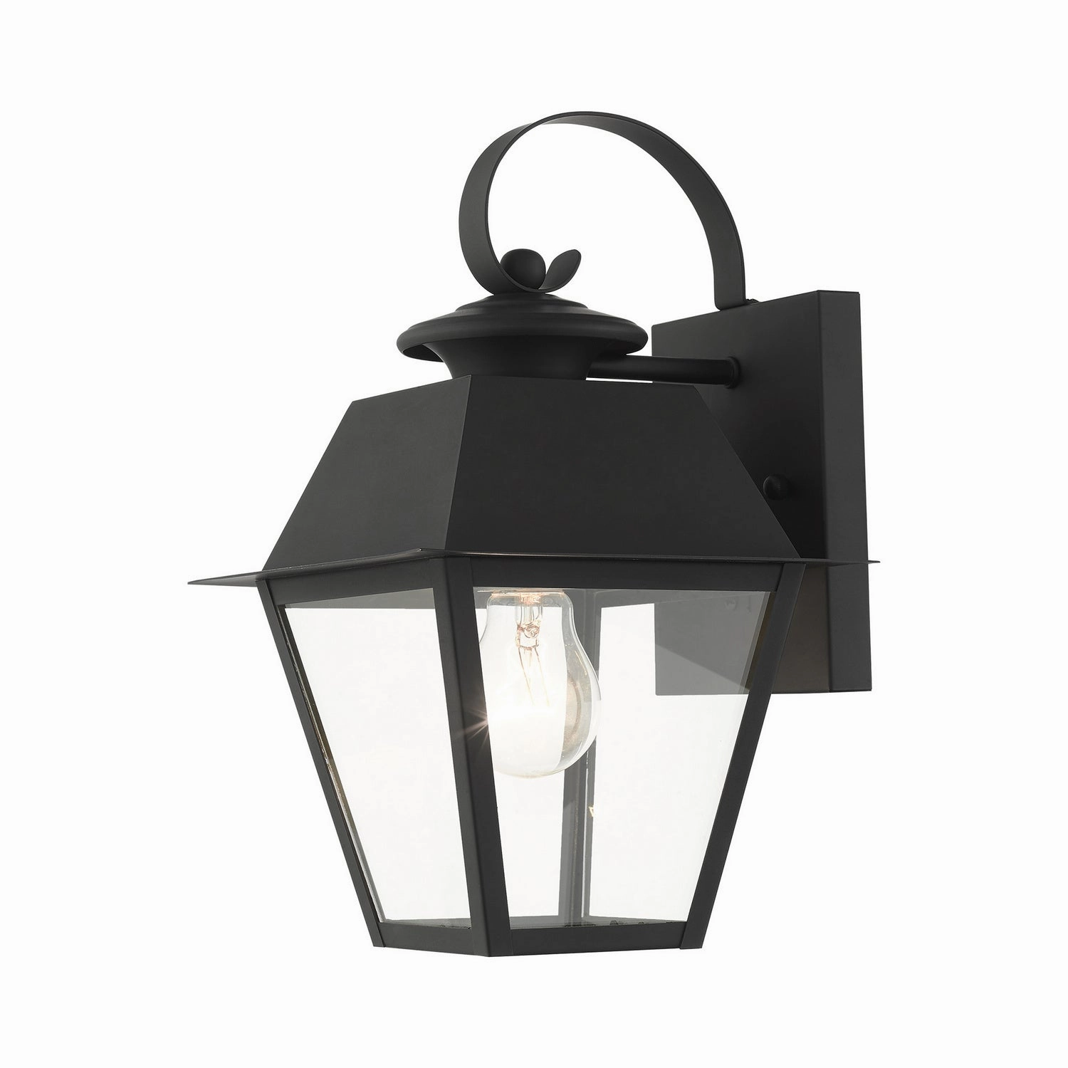 Wentworth One Light Outdoor Wall Lantern Black w/ Brushed Nickel Cluster