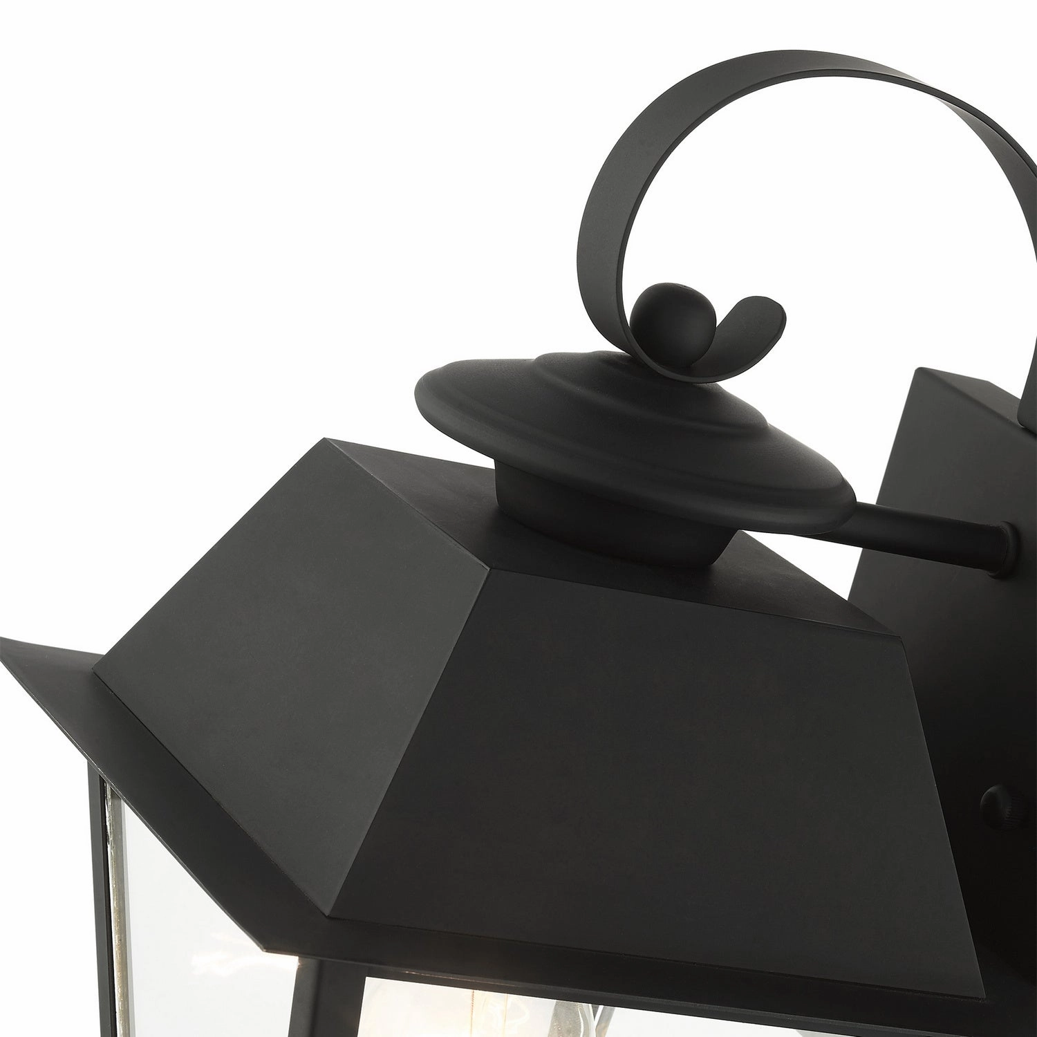 Wentworth One Light Outdoor Wall Lantern Black w/ Brushed Nickel Cluster