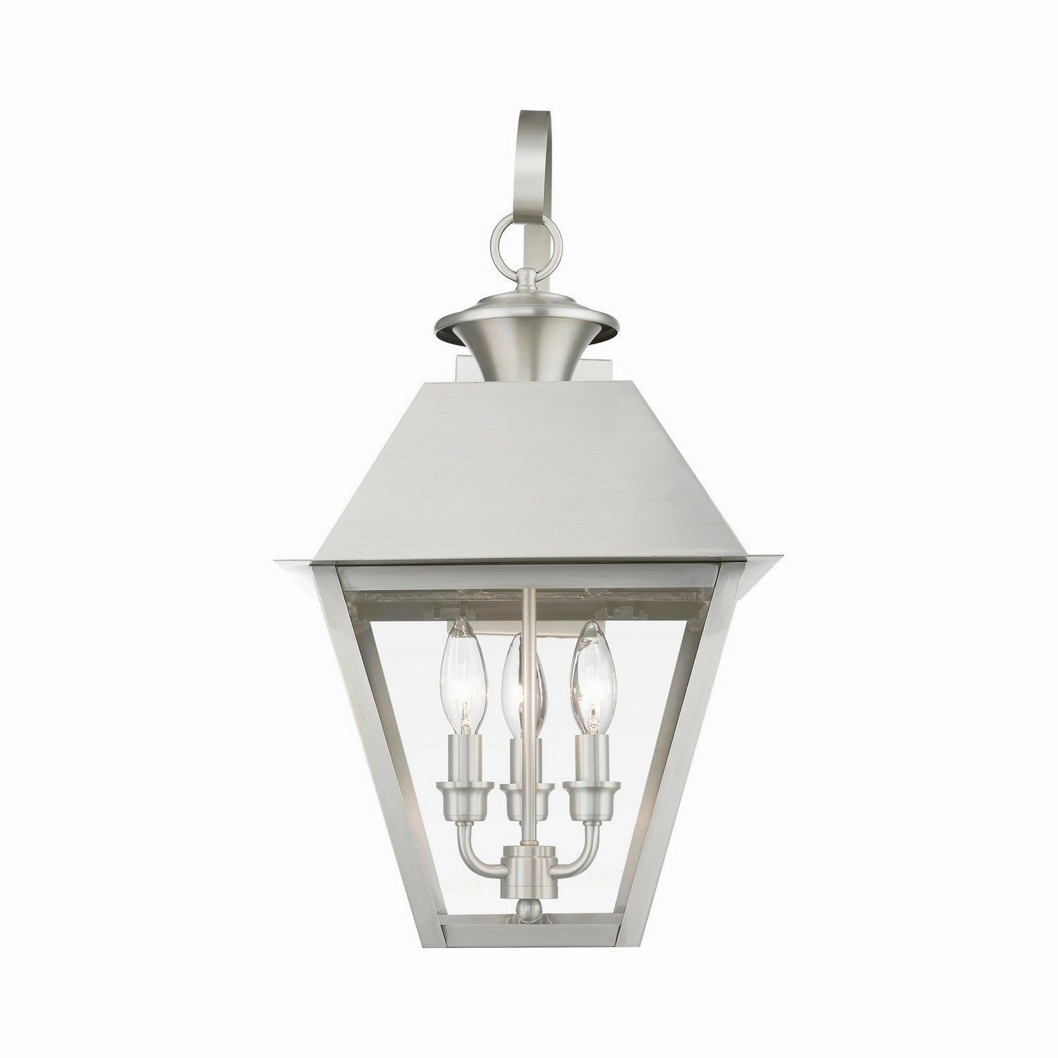 Wentworth Three Light Outdoor Wall Lantern Brushed Nickel