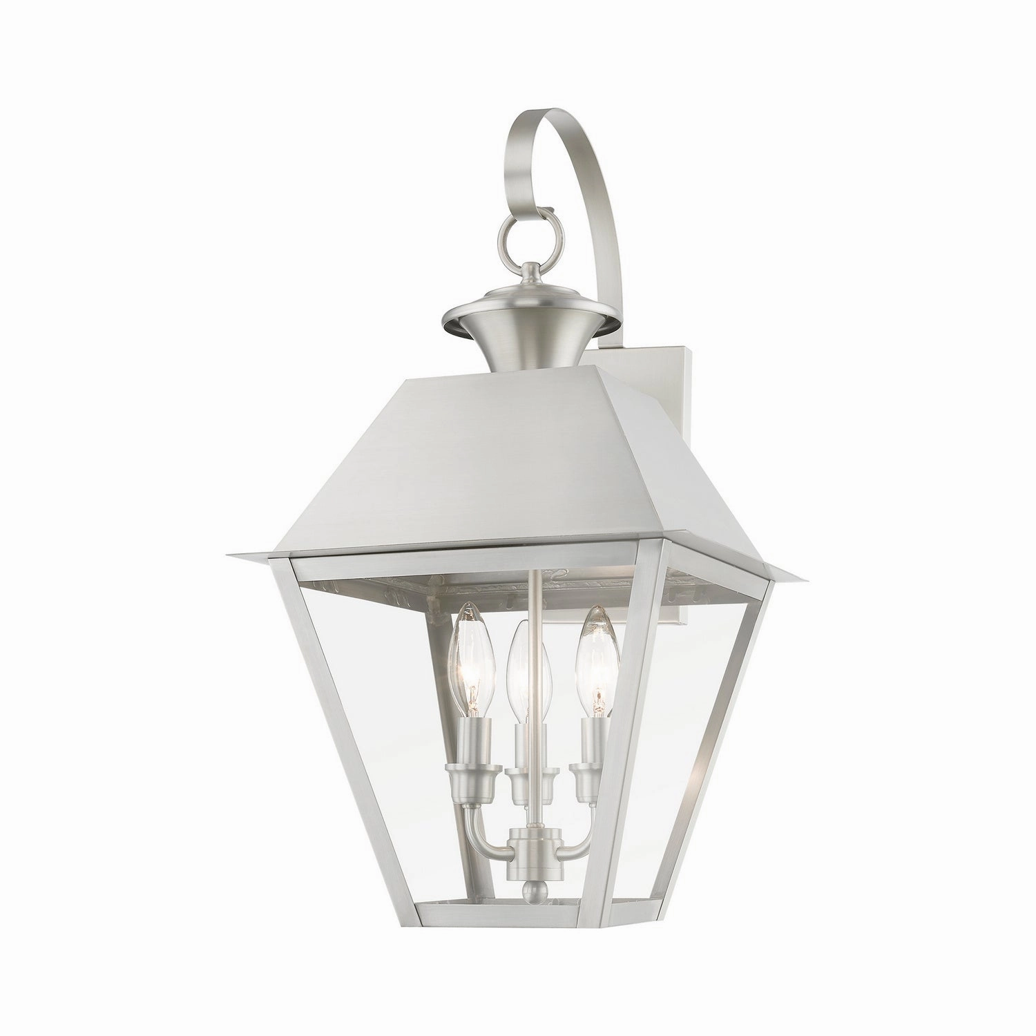 Wentworth Three Light Outdoor Wall Lantern Brushed Nickel