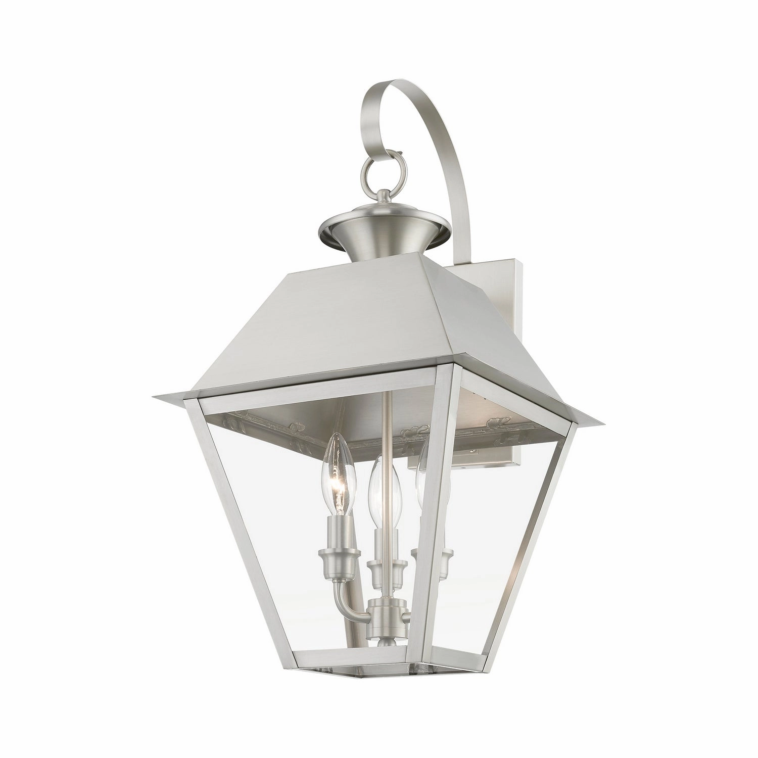 Wentworth Three Light Outdoor Wall Lantern Brushed Nickel
