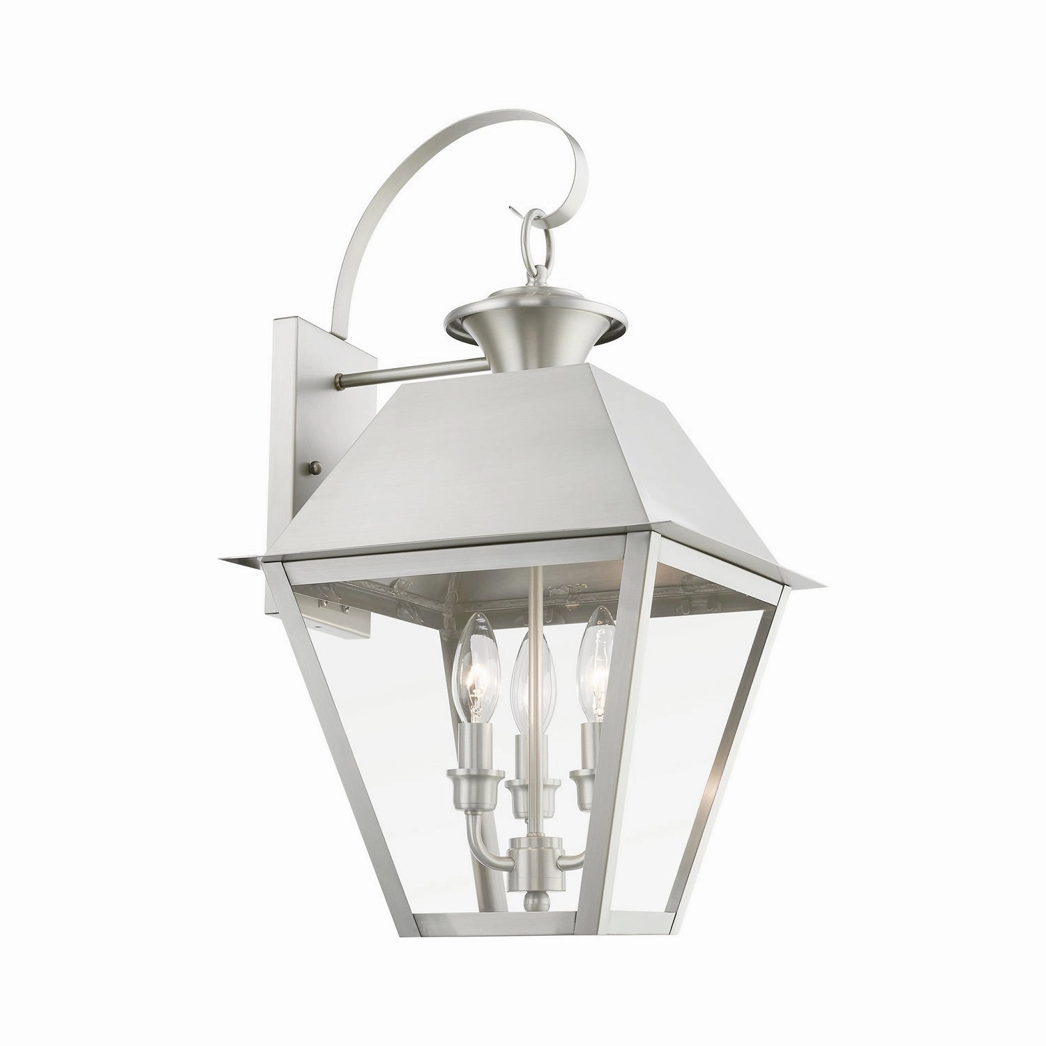 Wentworth Three Light Outdoor Wall Lantern Brushed Nickel