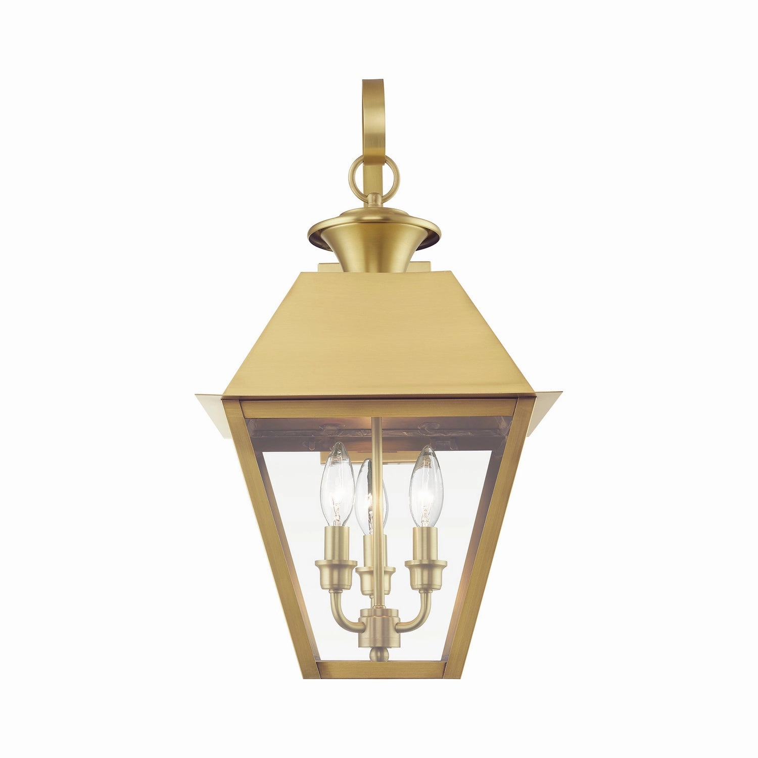 Wentworth Three Light Outdoor Wall Lantern Natural Brass
