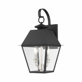 Wentworth Two Light Outdoor Wall Lantern Black w/ Brushed Nickel ClusterOutdoor wall sconces with motion sensor