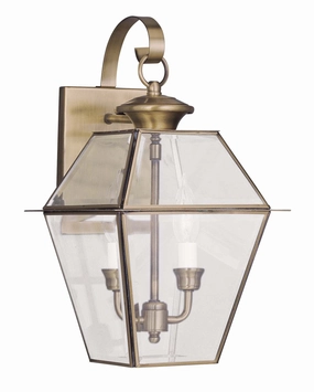 Westover Two Light Outdoor Wall Lantern Antique BrassOutdoor wall sconces with motion sensor