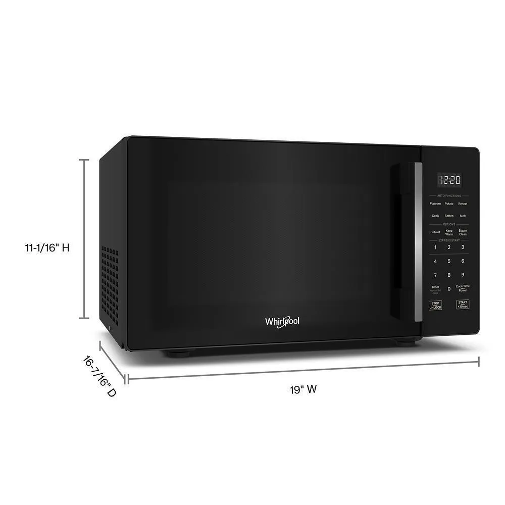 Whirlpool WMCS3019RB 0.9 Cu. Ft. Black Countertop Microwave With Steam Clean - 900 Watt