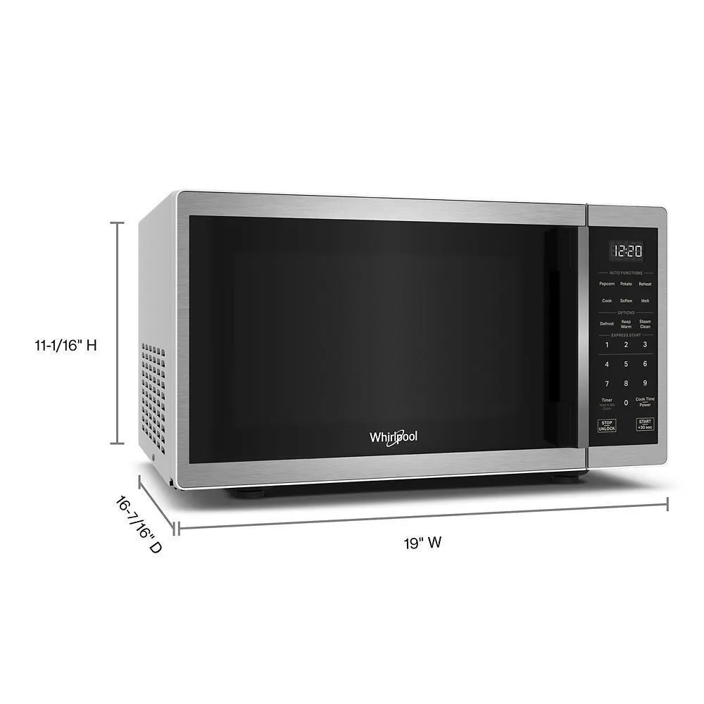 Whirlpool WMCS3019RS 0.9 Cu. Ft. Stainless Steel Countertop Microwave With Steam Clean - 900 Watt