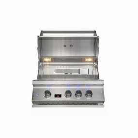 Whistler by Bonfire Outdoor 28 inch 3-Burner Built-In Natural Gas Grill with Infrared Rear Burner CBB3-NG stainless steel BBQ grill with side table