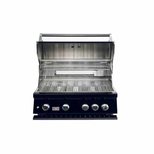 Whistler by Bonfire Outdoor 34 inch Black Series 4-Burner Built-In Propane Grill with Infrared Rear Burner CBB4-B-LP stainless steel BBQ grill with side table
