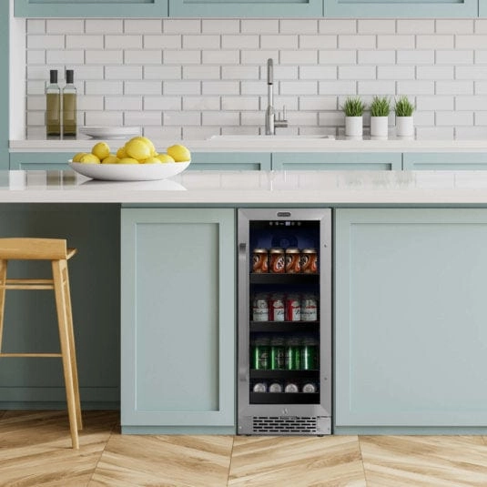 Whynter BBR-838SB 15 inch Built-In 80 Can Undercounter Stainless Steel Beverage Refrigerator with Reversible Door, Digital Control, Lock and Carbon Filter