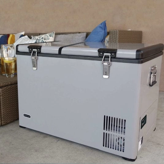 Whynter FM-901DZ 90 Quart Dual Zone Portable Fridge/Freezer with 12V Option and Wheels