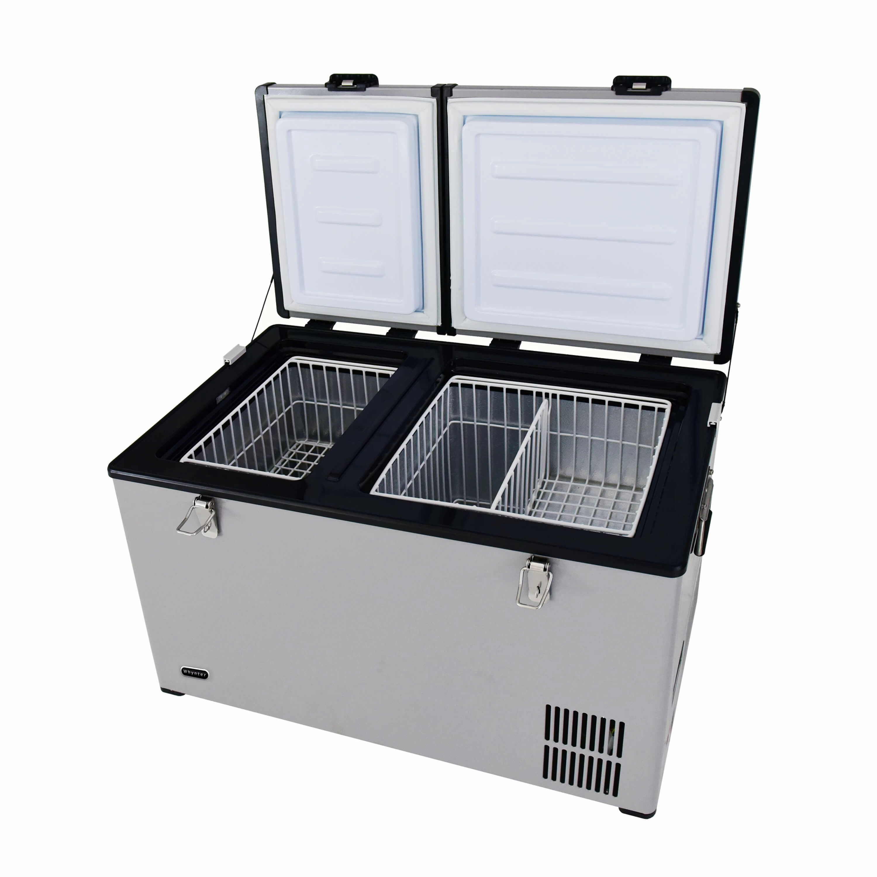 Whynter FM-901DZ 90 Quart Dual Zone Portable Fridge/Freezer with 12V Option and Wheels