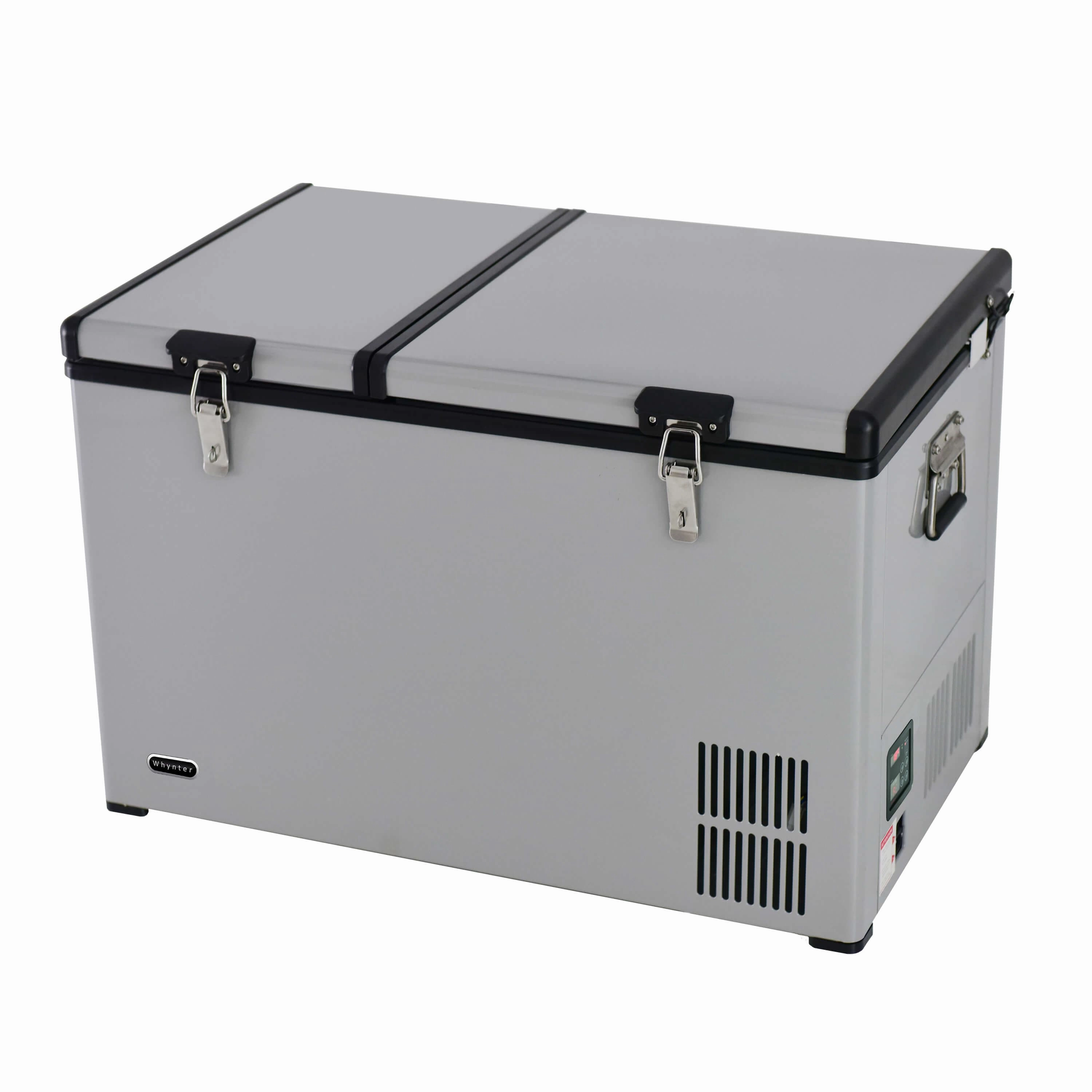 Whynter FM-901DZ 90 Quart Dual Zone Portable Fridge/Freezer with 12V Option and Wheels