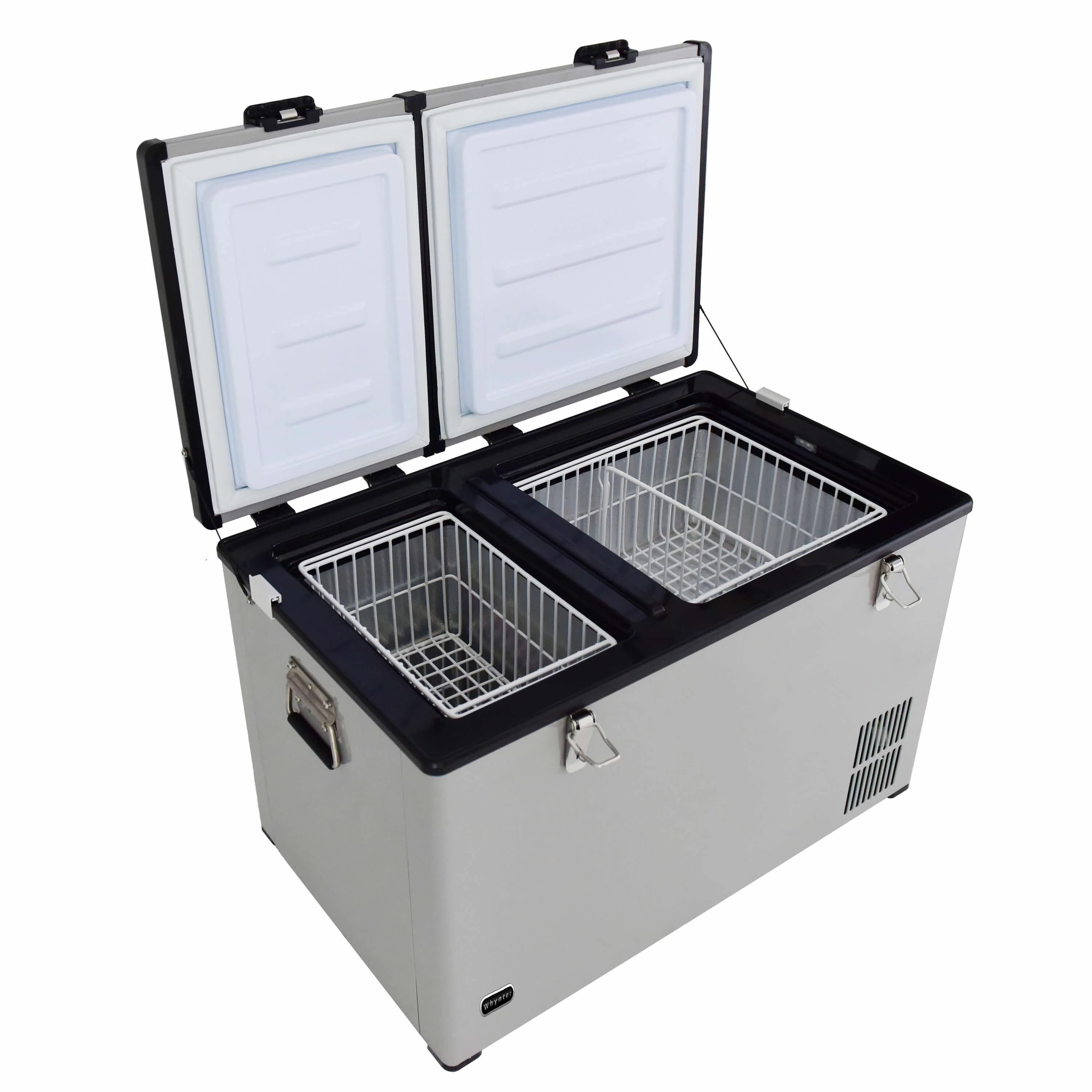 Whynter FM-901DZ 90 Quart Dual Zone Portable Fridge/Freezer with 12V Option and Wheels