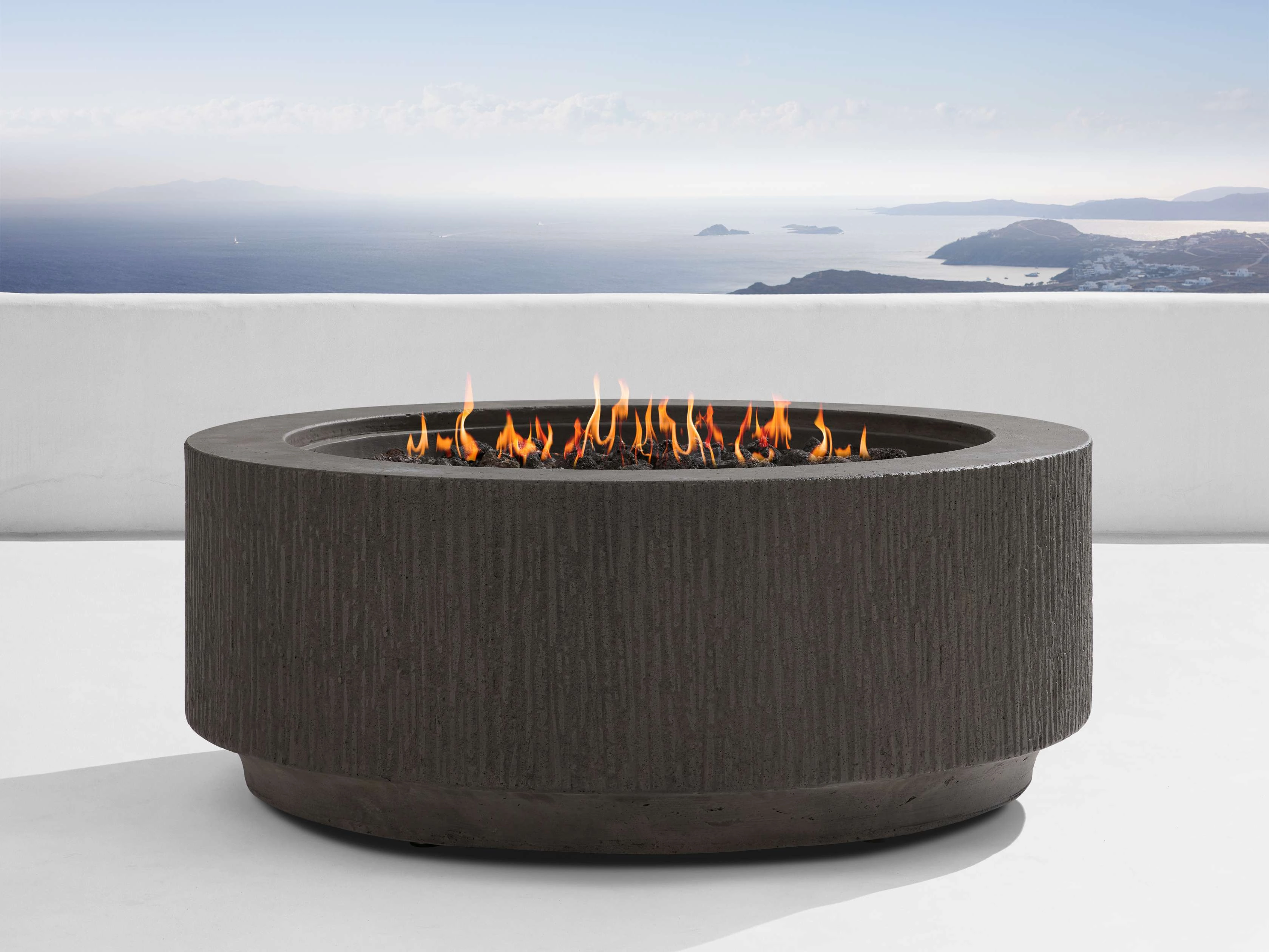 Wilmar Round Natural Gas Fire Pitoutdoor fire table set with chairs