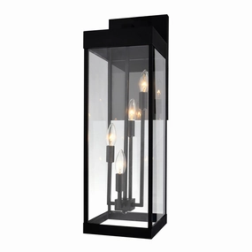 Windsor Four Light Outdoor Wall Mount BlackOutdoor wall sconces with motion sensor