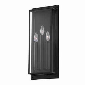 Winslow Three Light Outdoor Wall Sconce Textured BlackOutdoor wall sconces with motion sensor
