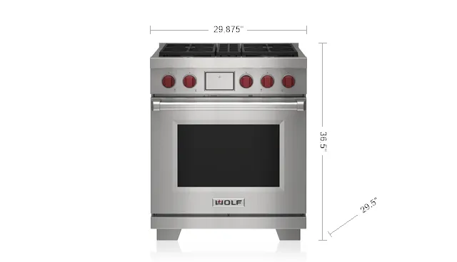 Wolf DF30450BKPLP 30" Dual Fuel Range - 4 Burners