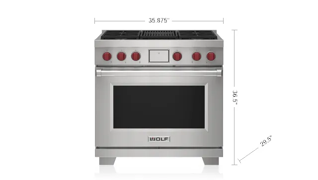 Wolf DF36450CWHP 36" Dual Fuel Range - 4 Burners And Infrared Charbroiler