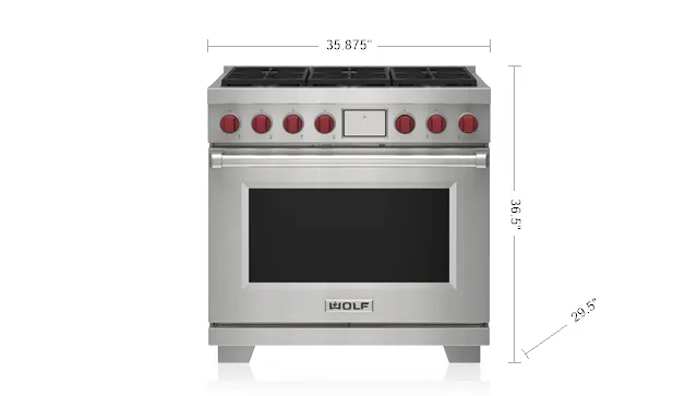 Wolf DF36650BKP 36" Dual Fuel Range - 6 Burners