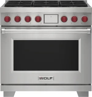 Wolf DF36650WHPLP 36" Dual Fuel Range - 6 Burners