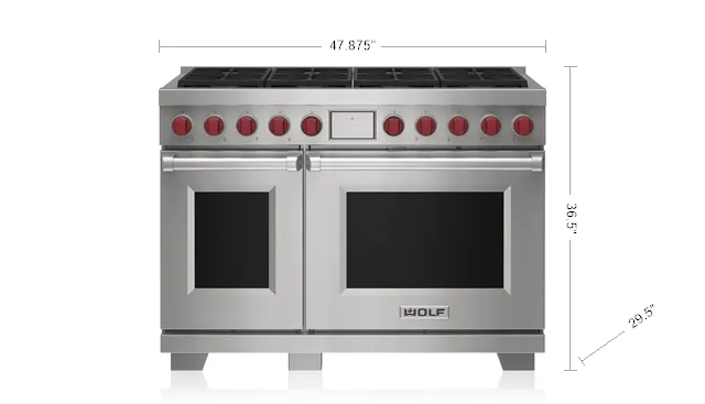Wolf DF48850BKPLP 48" Dual Fuel Range - 8 Burners