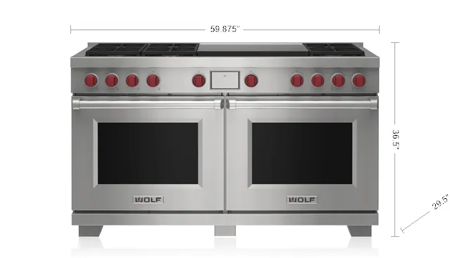 Wolf DF60650DGBKPLP 60" Dual Fuel Range - 6 Burners And Infrared Dual Griddle