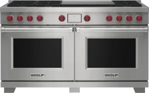 Wolf DF60650DGBKPLP 60" Dual Fuel Range - 6 Burners And Infrared Dual Griddle