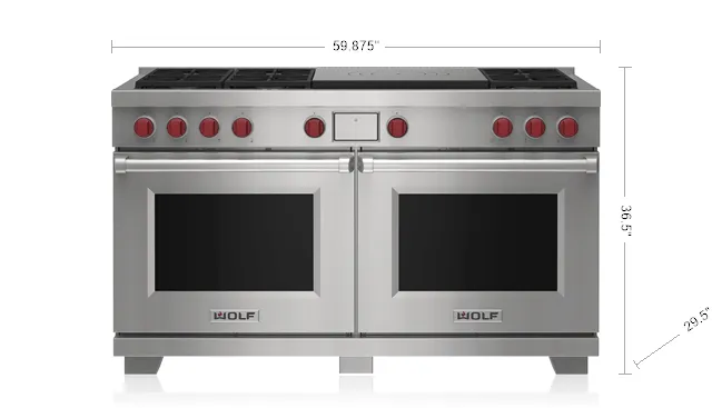 Wolf DF60650FBKPLP 60" Dual Fuel Range - 6 Burners And French Top
