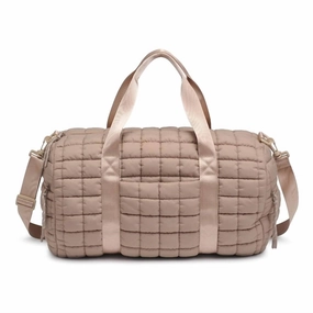 Women'S Quilted Puffer Duffel Bag In Beige Shop Save Big Special Occasion Discount