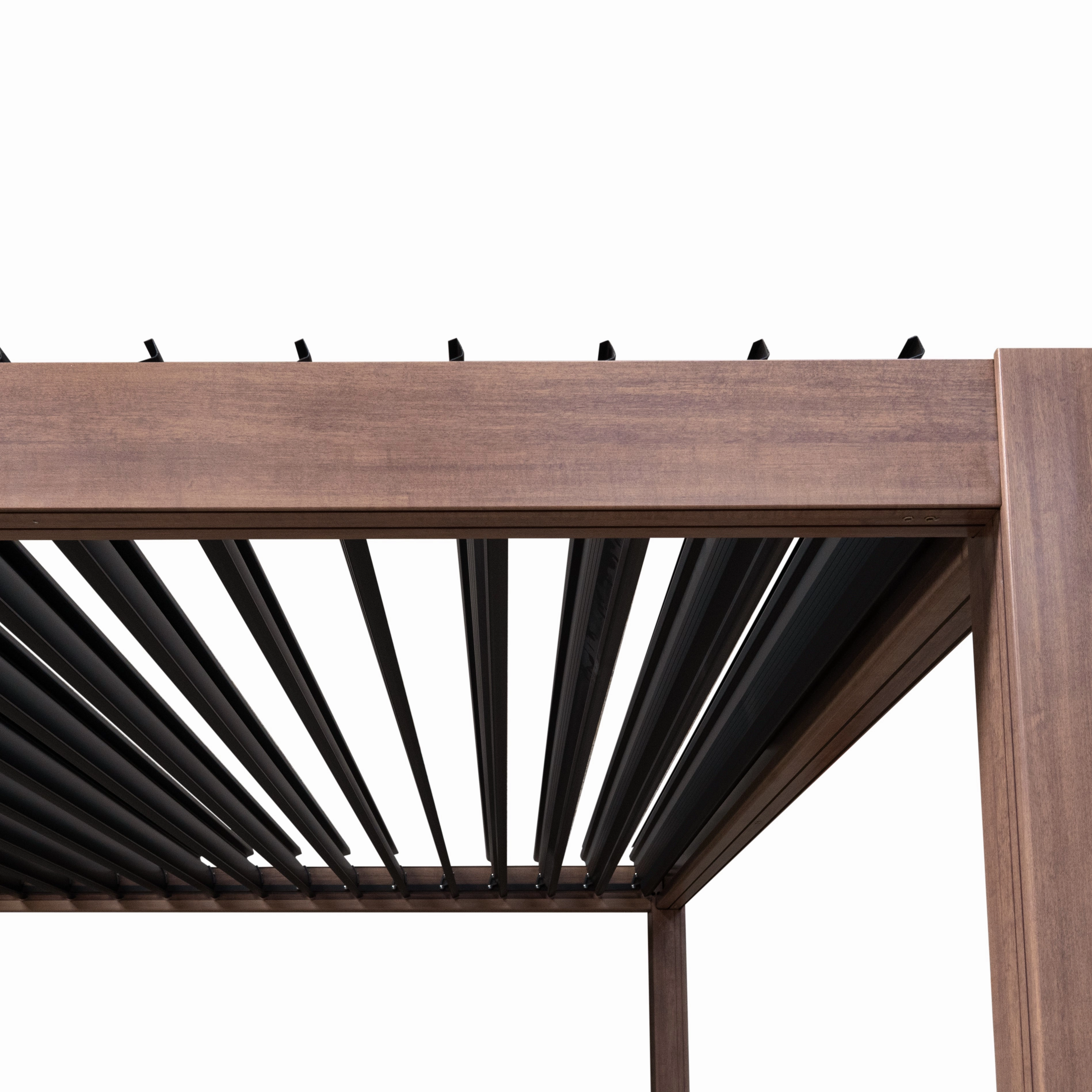 Wood Effect Aluminium Pergola 4m x 3m with 2 Louvre Panels