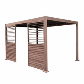 Wood Effect Aluminium Pergola 4m x 3m with 2 Louvre Panelsoutdoor patio furniture set