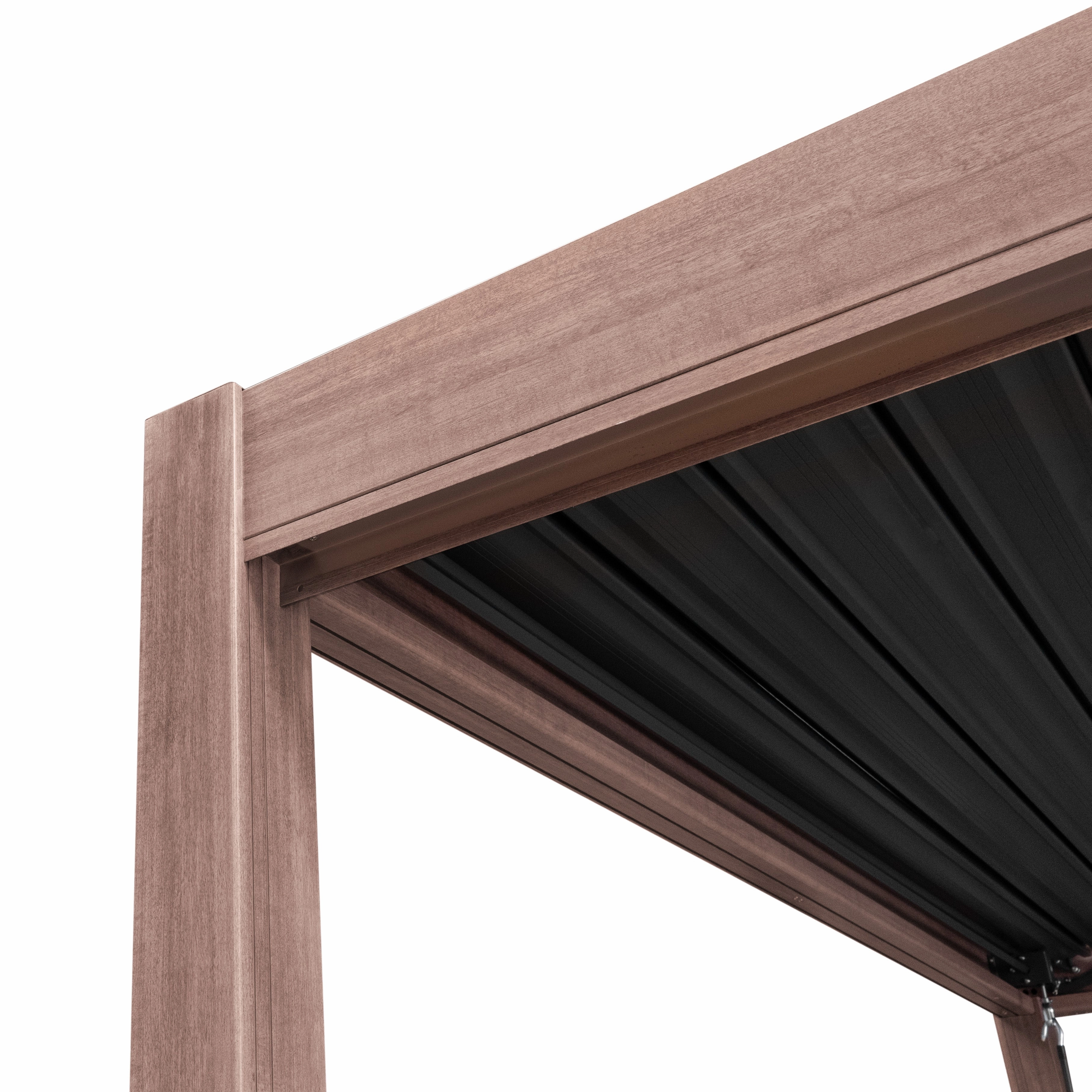 Wood Effect Aluminium Pergola 4m x 3m with 2 Louvre Panels