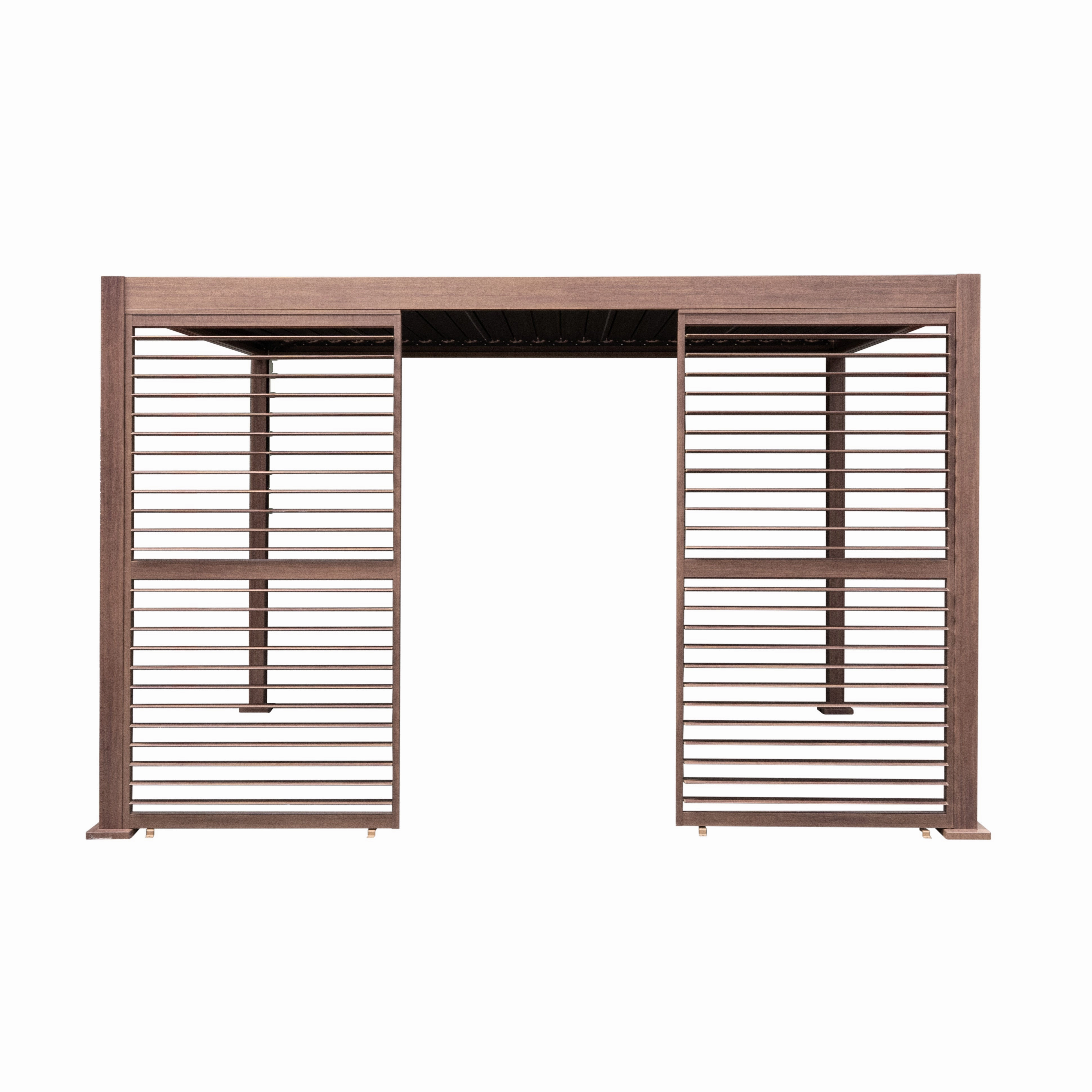 Wood Effect Aluminium Pergola 4m x 3m with 2 Louvre Panels