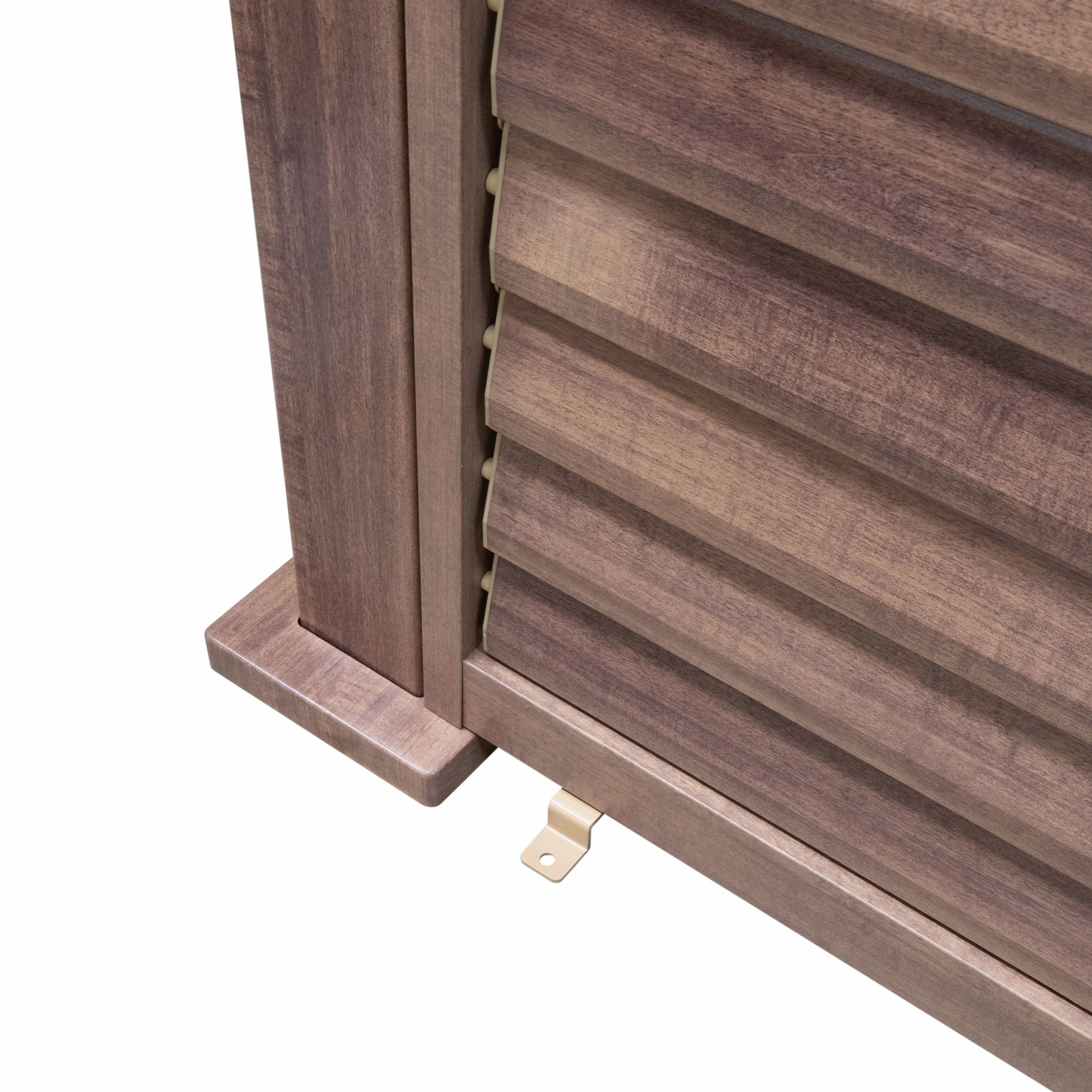 Wood Effect Aluminium Pergola With Blinds, 2 x Side Panels & LED Lights - 3m x 3m