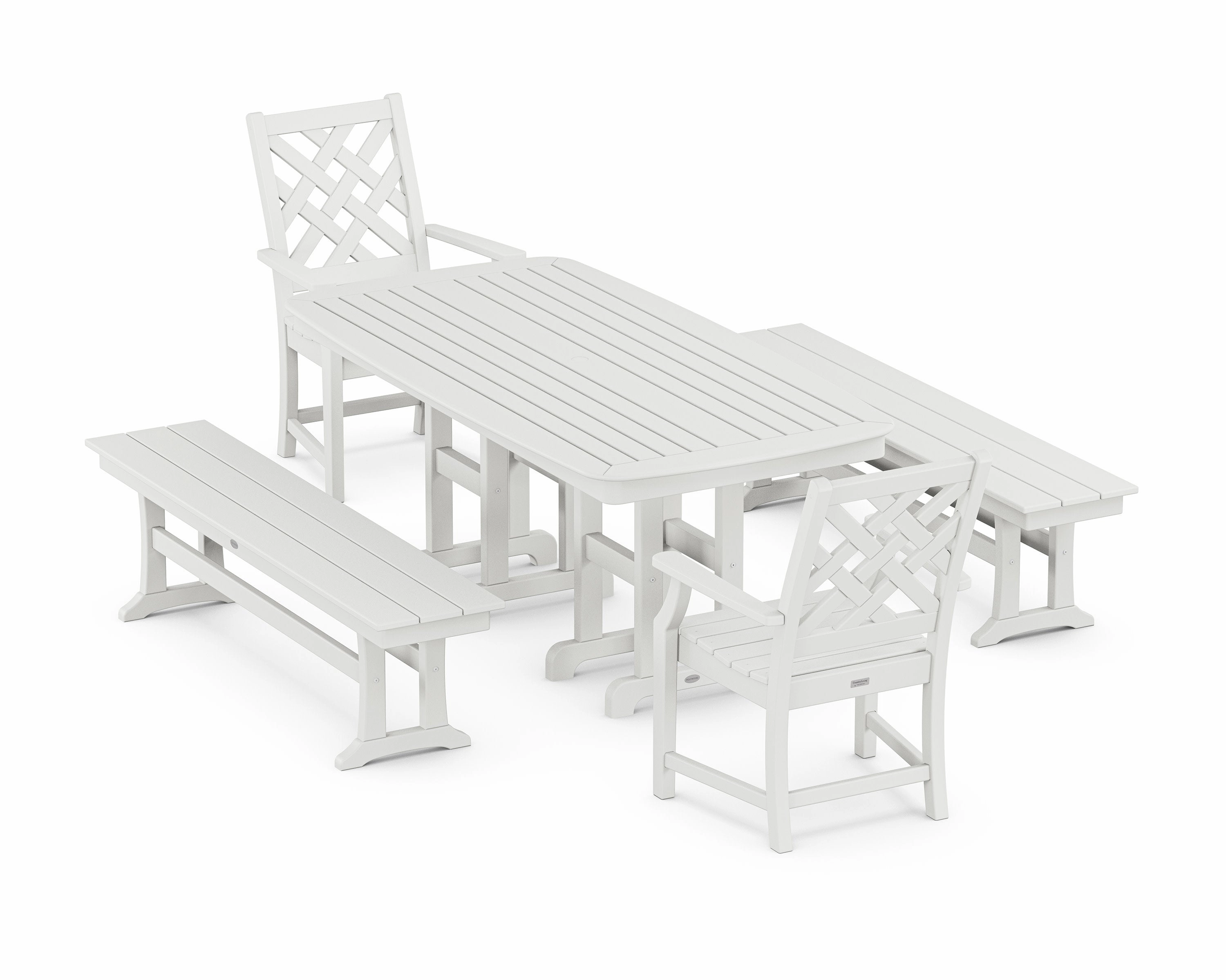 Wovendale 5-Piece Dining Set with Benches