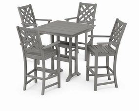 Wovendale 5-Piece Farmhouse Bar Set with Trestle Legsoutdoor patio furniture set