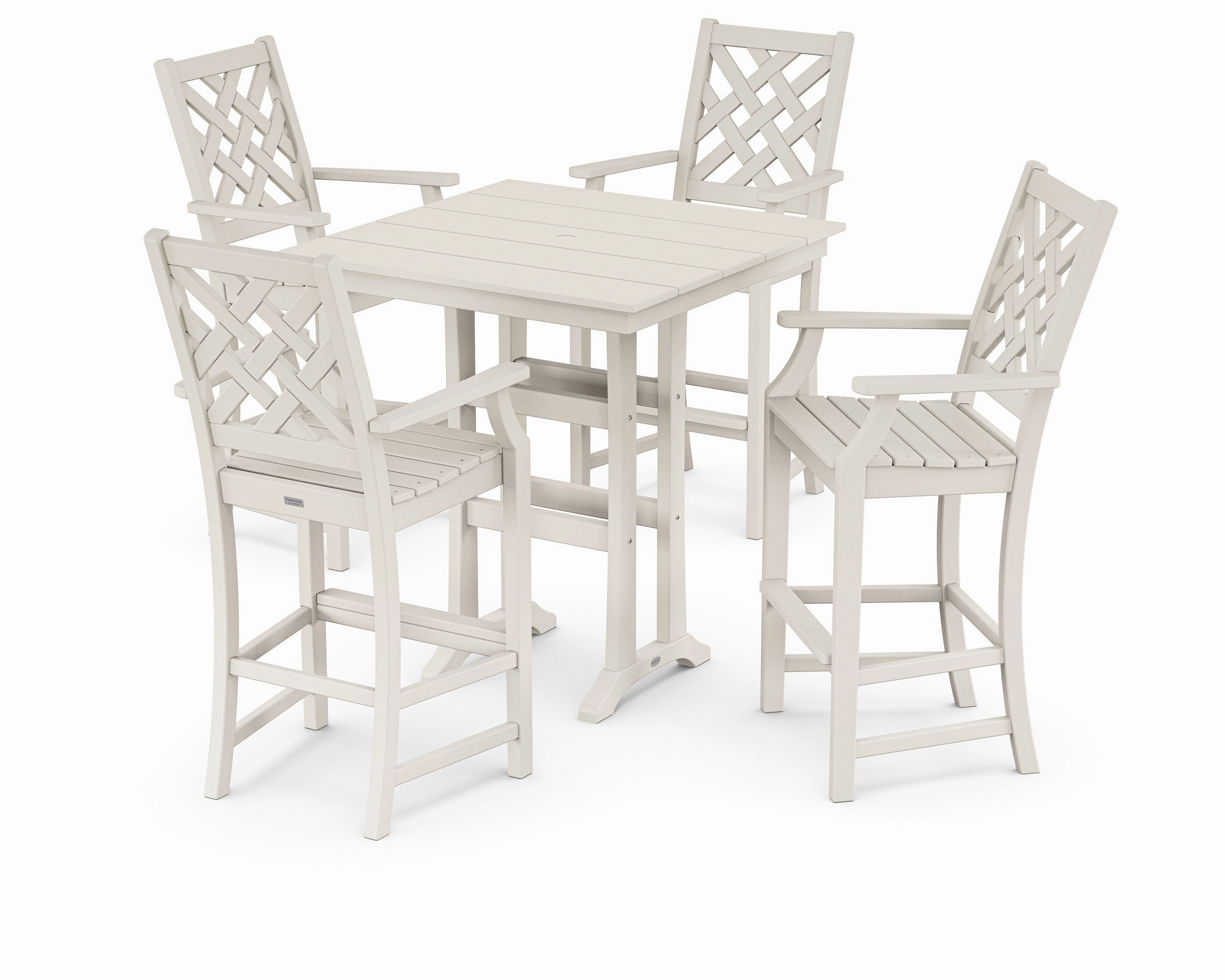 Wovendale 5-Piece Farmhouse Bar Set with Trestle Legs