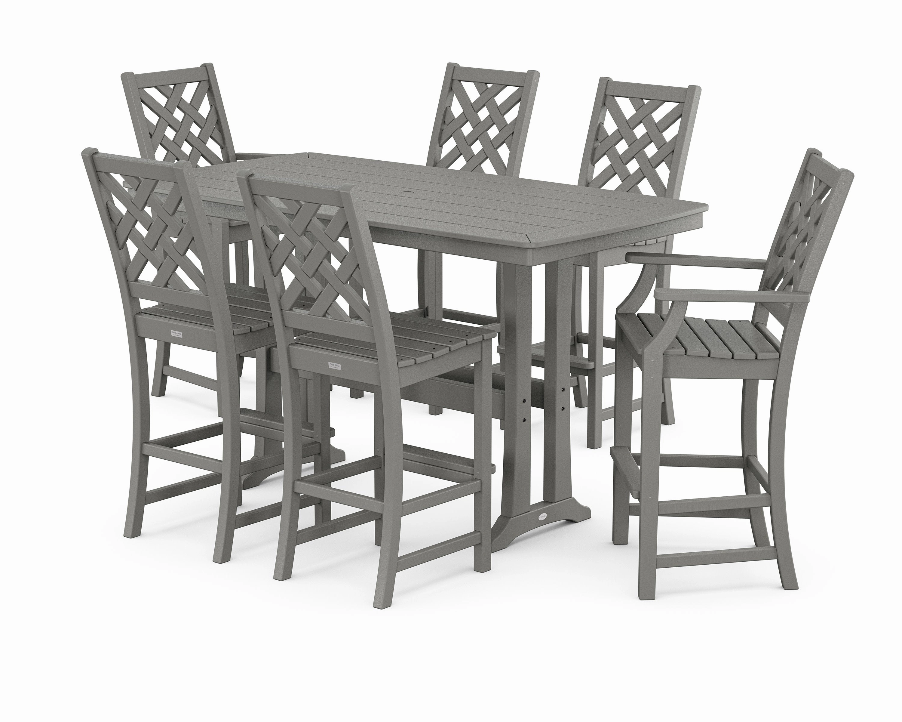 Wovendale 7-Piece Bar Set with Trestle Legsoutdoor patio furniture set