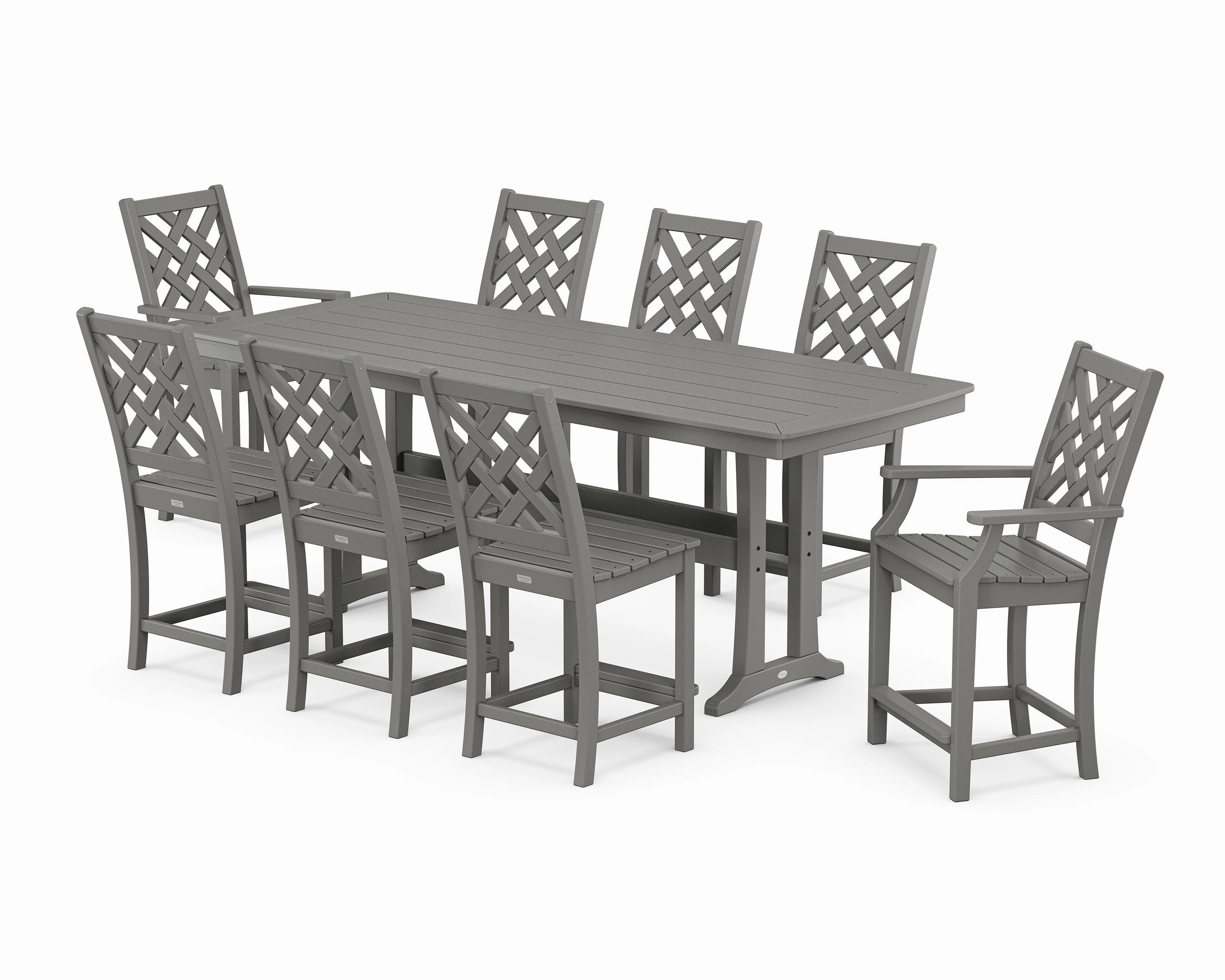 Wovendale 9-Piece Counter Set with Trestle Legsoutdoor patio furniture set