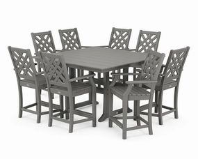 Wovendale 9-Piece Square Farmhouse Counter Set with Trestle Legsoutdoor patio furniture set