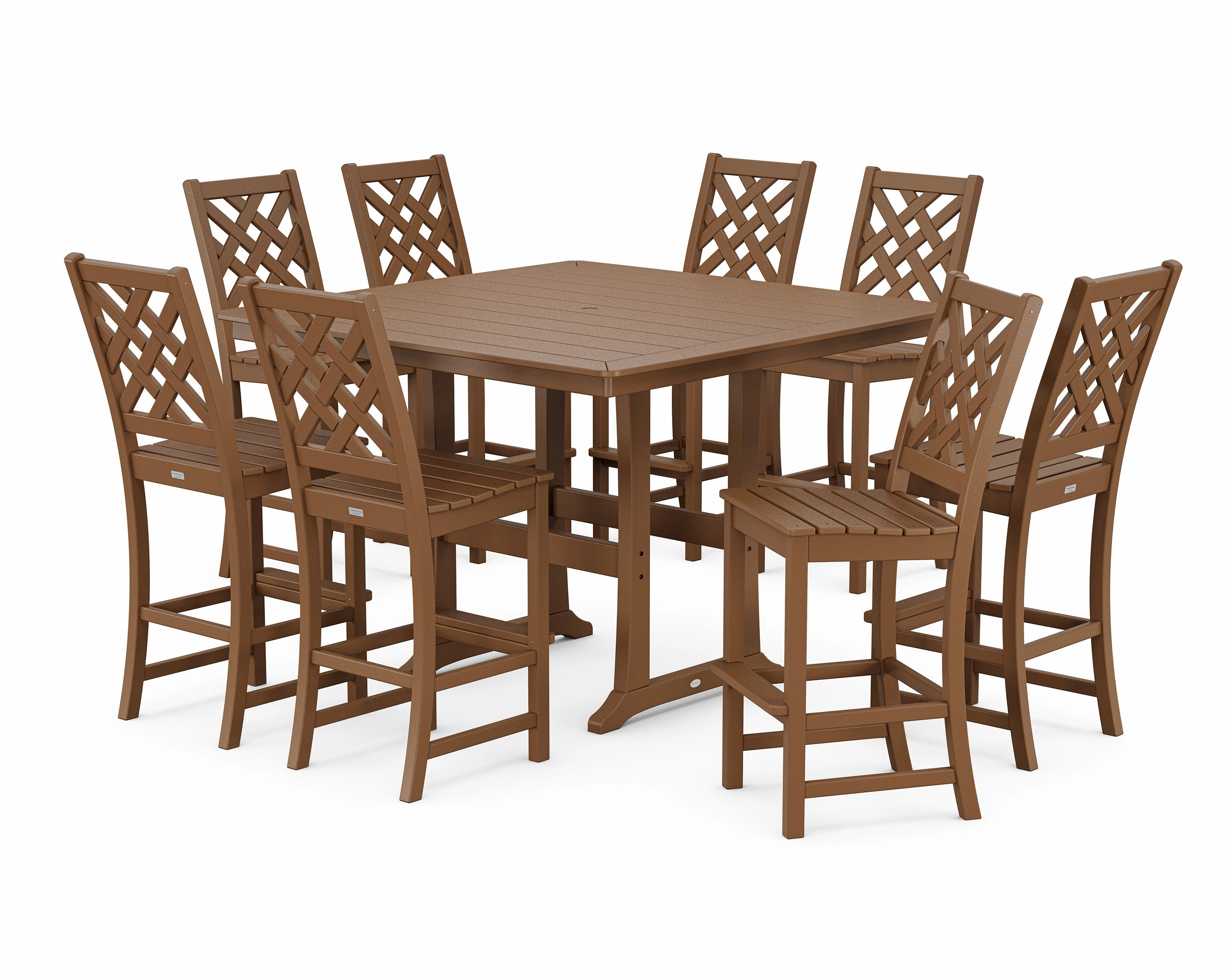 Wovendale Side Chair 9-Piece Square Bar Set with Trestle Legs