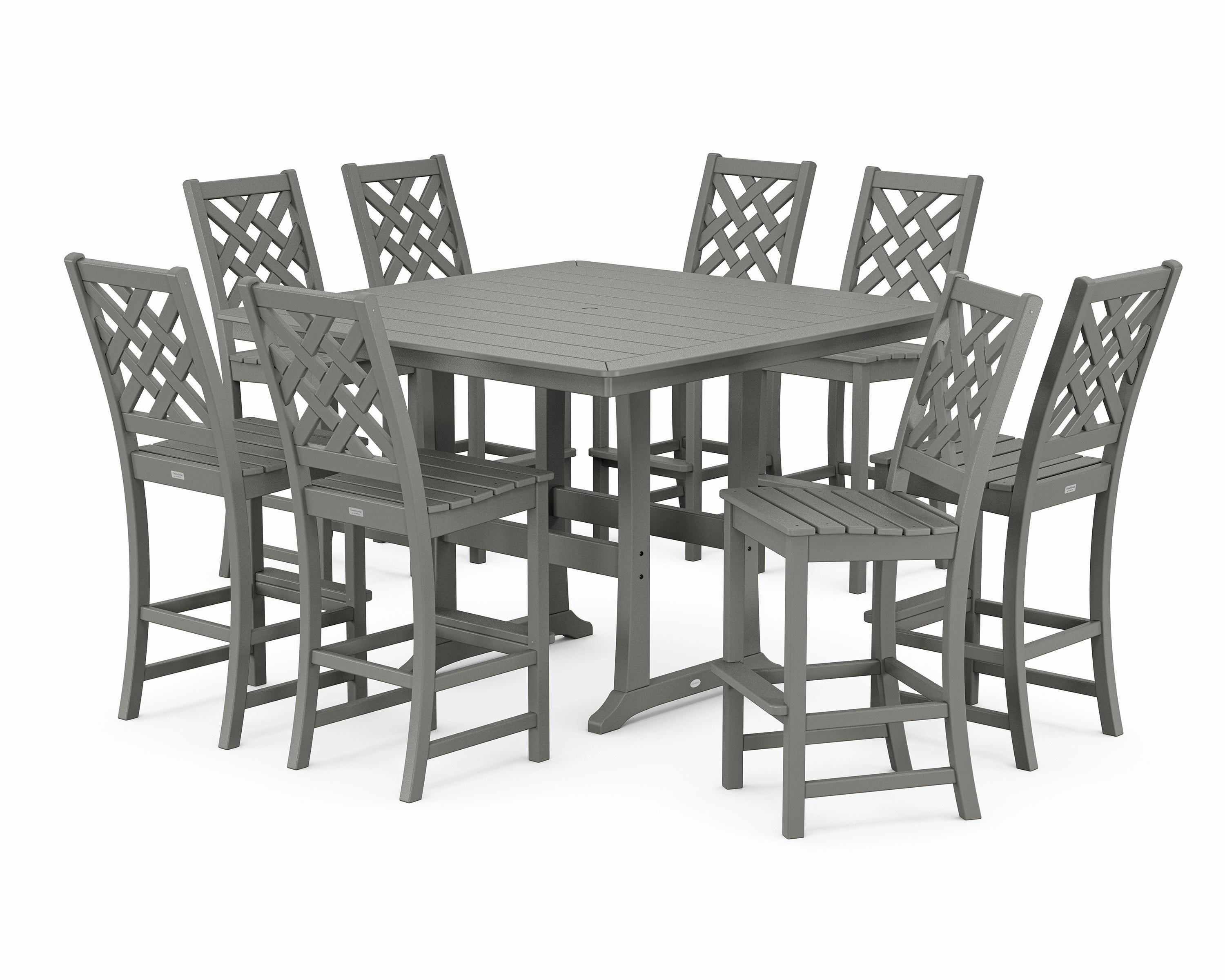 Wovendale Side Chair 9-Piece Square Bar Set with Trestle Legsoutdoor patio furniture set